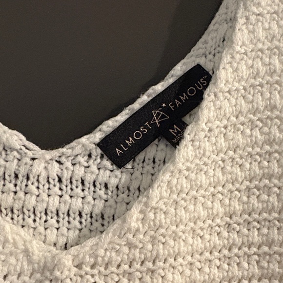 Almost Famous White Knit Ruffle Cropped tank top - Picture 3 of 3